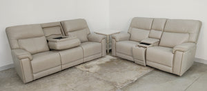 Moto Motion Harmony Triple Power Sofa with Home Theater & Middle Speaker & Air Massage & 3-Zone Heating & Zero Gravity In Sorrento Dove Leather