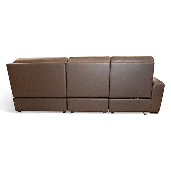 Flexsteel Sense Italian Leather 6-Piece Power Reclining Sectional with Console, Power Headrests, Lumbar & Pulse Immersive Audio in Espresso
