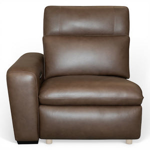 Flexsteel Sense Italian Leather 6-Piece Power Reclining Sectional with Console, Power Headrests, Lumbar & Pulse Immersive Audio in Espresso