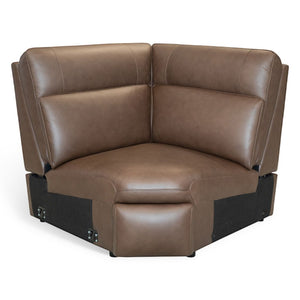 Flexsteel Sense Italian Leather 6-Piece Power Reclining Sectional with Console, Power Headrests, Lumbar & Pulse Immersive Audio in Espresso