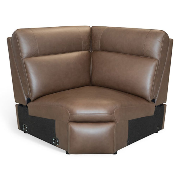 Flexsteel Sense Italian Leather 6-Piece Power Reclining Sectional with Console, Power Headrests, Lumbar & Pulse Immersive Audio in Espresso