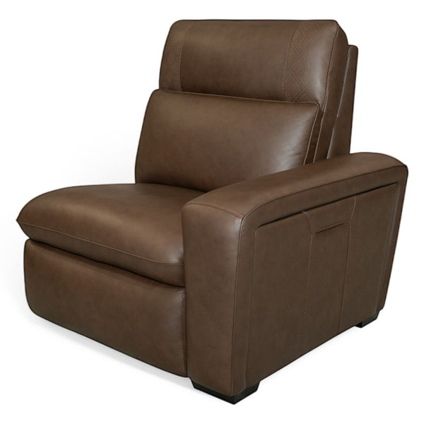 Flexsteel Sense Italian Leather 6-Piece Power Reclining Sectional with Console, Power Headrests, Lumbar & Pulse Immersive Audio in Espresso