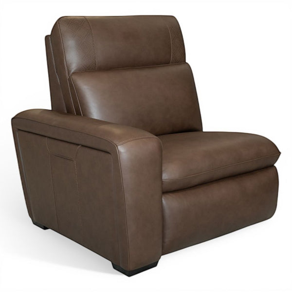 Flexsteel Sense Italian Leather 6-Piece Power Reclining Sectional with Console, Power Headrests, Lumbar & Pulse Immersive Audio in Espresso