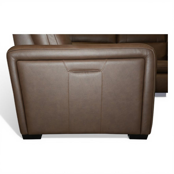 Flexsteel Sense Italian Leather 6-Piece Power Reclining Sectional with Console, Power Headrests, Lumbar & Pulse Immersive Audio in Espresso