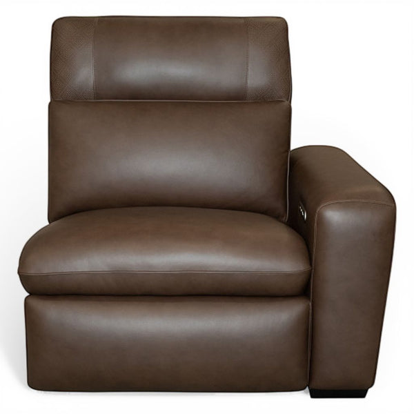 Flexsteel Sense Italian Leather 6-Piece Power Reclining Sectional with Console, Power Headrests, Lumbar & Pulse Immersive Audio in Espresso