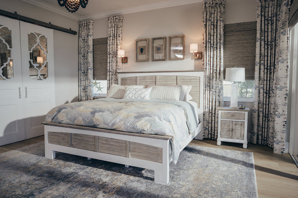 Seawinds Islamorada Clean White & Grey 1-Drawer 2-Door Electrified Coastal Nightstand