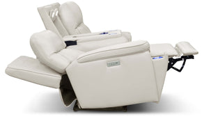 Moto Motion Harmony Triple Power Sofa with Home Theater & Middle Speaker & Air Massage & 3-Zone Heating & Zero Gravity In Sorrento Dove Leather