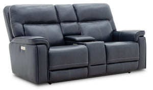 Moto Motion Harmony Console Loveseat with Home Theater & Multi Media & Air Massage & 3-Zone Heating & Zero Gravity In Sorrento Ocean Leather