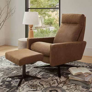 American Leather Simon Re-Invented Swivel Recliner Chair in Bison Champagne