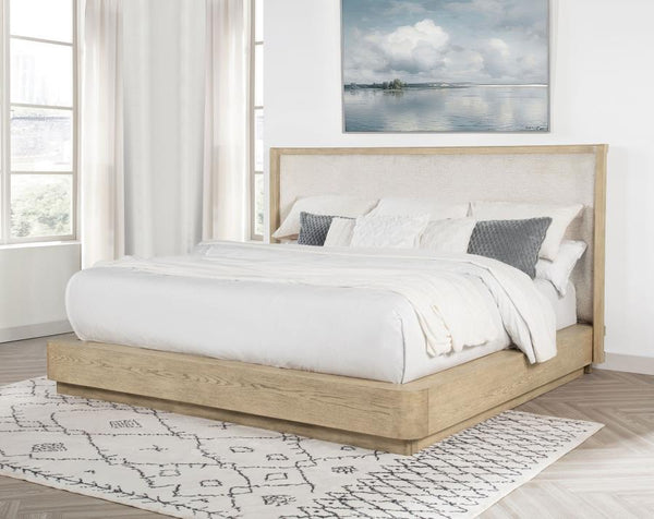 Kailani Beige Oak 49-Inch Eastern King Wingback Bed