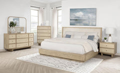 Kailani Beige Oak 49-Inch Eastern King Wingback Bed