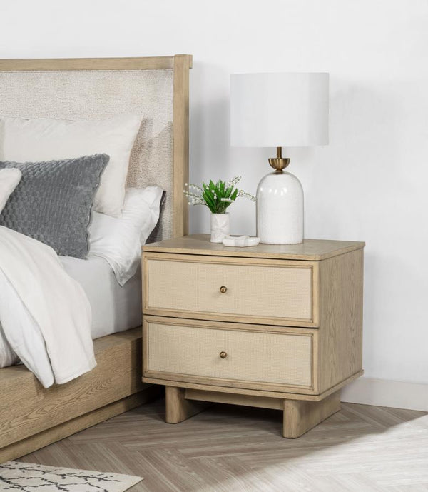 Kailani Beige Oak 2-Drawer Nightstand Bedside Table