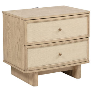 Kailani Beige Oak 2-Drawer Nightstand Bedside Table