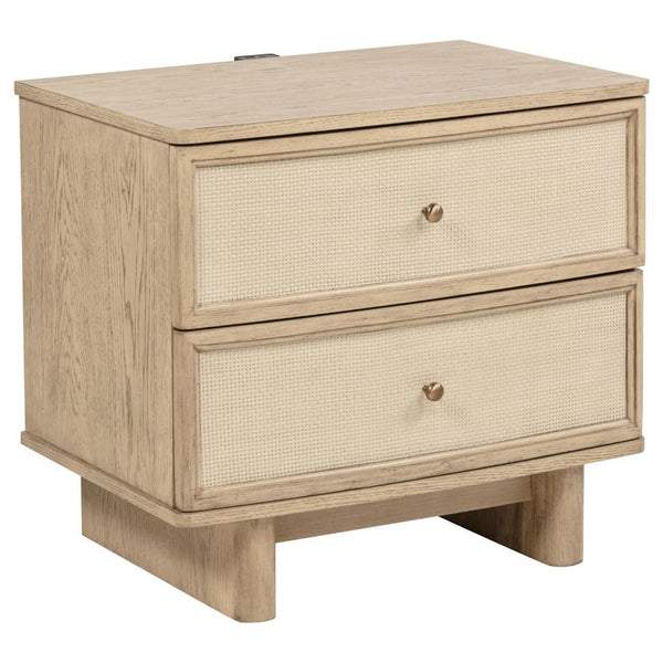 Kailani Beige Oak 2-Drawer Nightstand Bedside Table