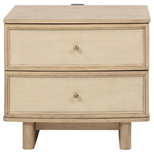 Kailani Beige Oak 2-Drawer Nightstand Bedside Table