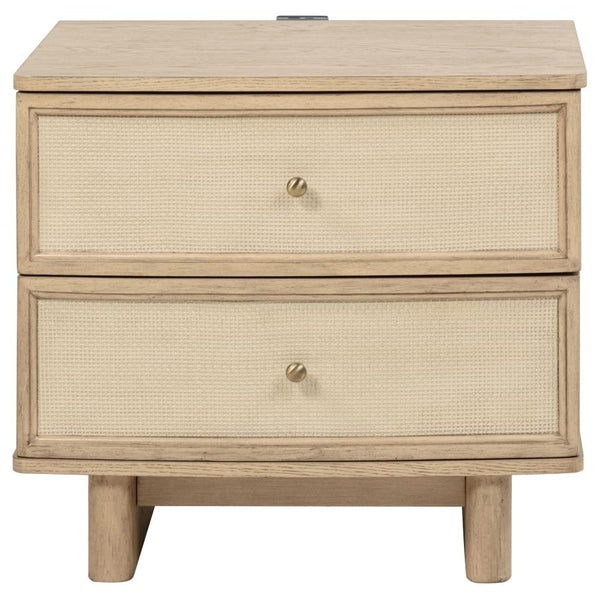 Kailani Beige Oak 2-Drawer Nightstand Bedside Table