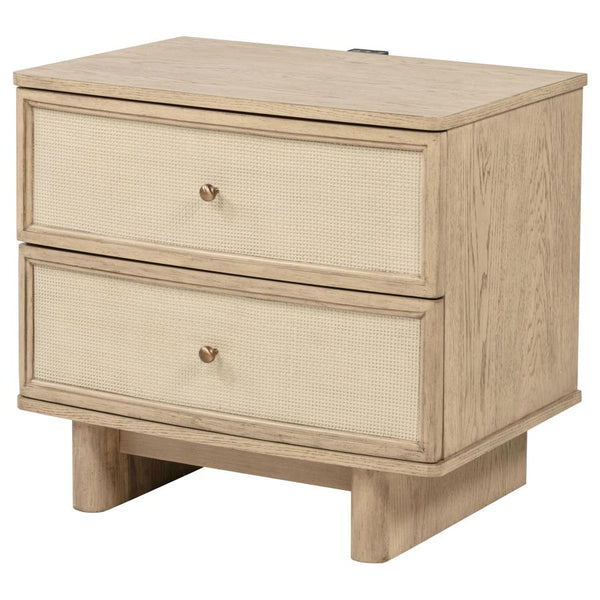 Kailani Beige Oak 2-Drawer Nightstand Bedside Table