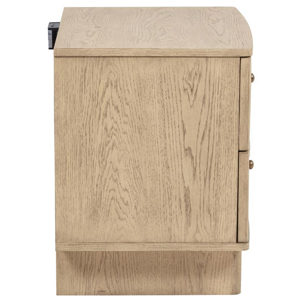 Kailani Beige Oak 2-Drawer Nightstand Bedside Table