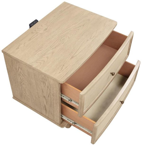 Kailani Beige Oak 2-Drawer Nightstand Bedside Table