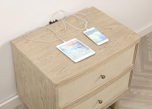 Kailani Beige Oak 2-Drawer Nightstand Bedside Table