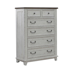 Liberty Furniture River Place 6-Drawer Chest in Riverstone White & Tobacco