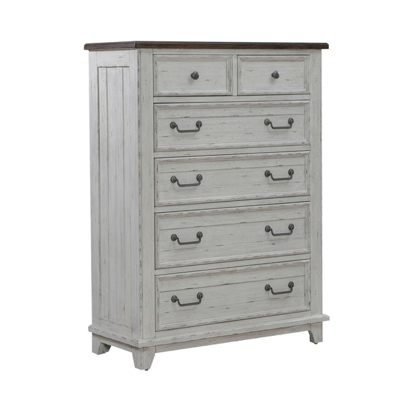 Liberty Furniture River Place 6-Drawer Chest in Riverstone White & Tobacco
