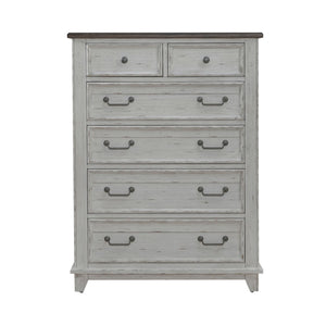 Liberty Furniture River Place 6-Drawer Chest in Riverstone White & Tobacco