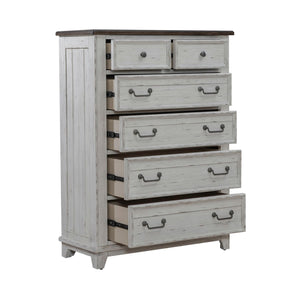 Liberty Furniture River Place 6-Drawer Chest in Riverstone White & Tobacco
