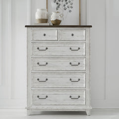 Liberty Furniture River Place 6-Drawer Chest in Riverstone White & Tobacco