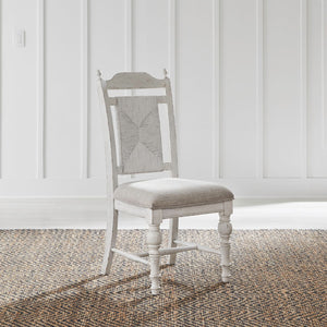 Liberty Furniture River Place Panel Back Dining Side Chair in Riverstone White