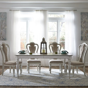 Liberty Magnolia Manor Antique White & Weathered Bark Dining Table with 4 Side Chairs