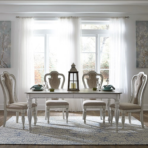 Liberty Magnolia Manor Antique White & Weathered Bark Dining Table with 4 Side Chairs