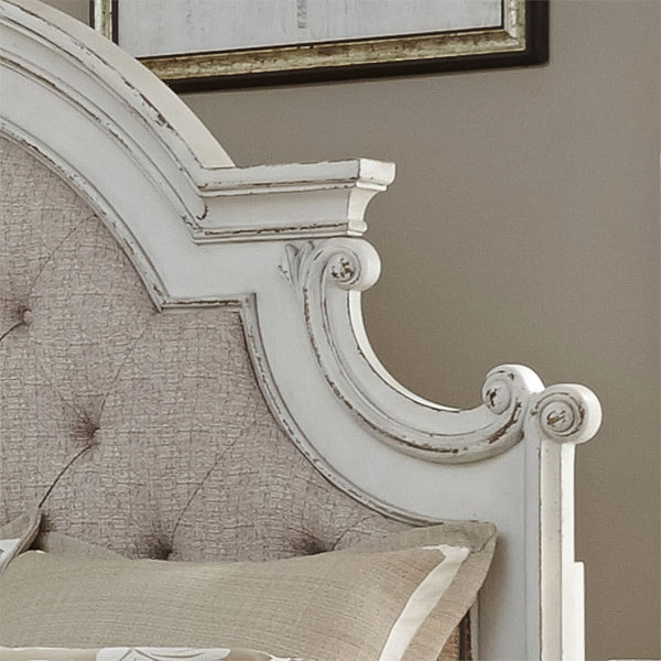 Liberty Furniture Magnolia Manor Antique White King Upholstered Panel Headboard