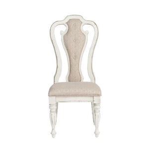 Liberty Furniture Magnolia Manor Antique White Splat- Back Upholstered Side Chair -