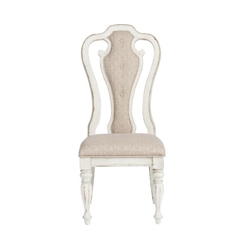Liberty Furniture Magnolia Manor Antique White Splat- Back Upholstered Side Chair -