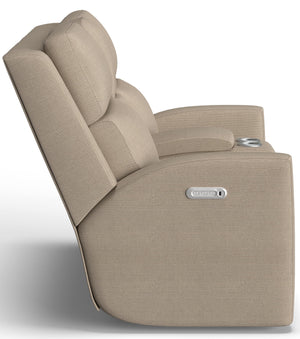 Flexsteel Score Zero Gravity Fabric Power Reclining Sofa with Power Headrests & Lumbar in Sand