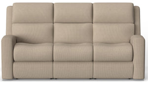 Flexsteel Score Zero Gravity Fabric Power Reclining Sofa with Power Headrests & Lumbar in Sand