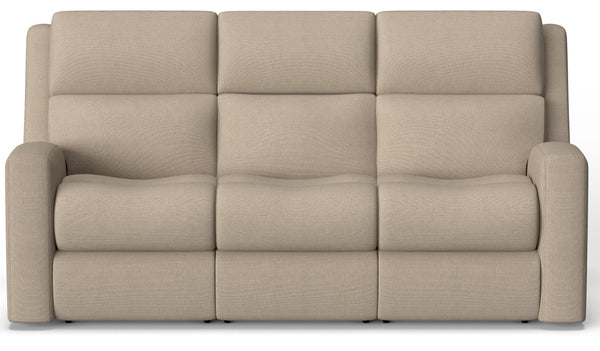 Flexsteel Score Zero Gravity Fabric Power Reclining Sofa with Power Headrests & Lumbar in Sand