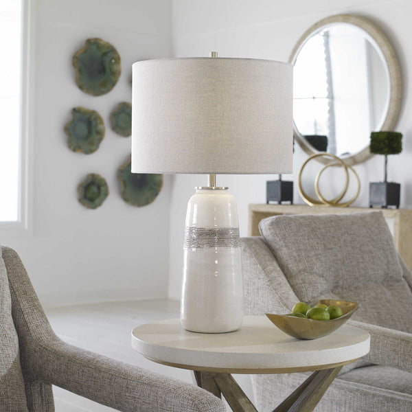 Uttermost Comanche Crackle Glaze Off White Table Lamp