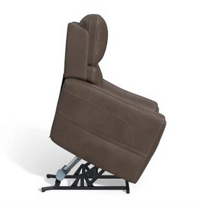 Carter Cappuccino Fabric Power Lift Recliner with Power Headrest, Lumbar, Heat & Massage