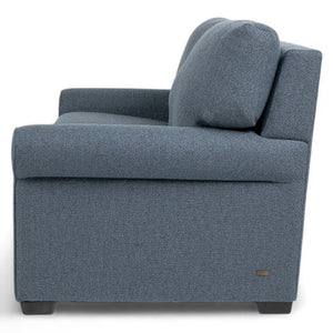 American Leather Gaines 84 Inch Tonic Indigo Fabric Queen Plus Comfort Sleeper with Mink Finish