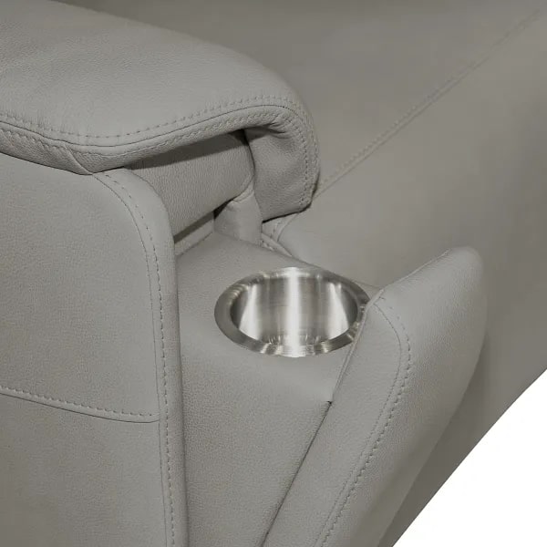 Flexsteel Vernon Triple Power Dove Grey Fabric Sofa with Power Headrest, Lumbar, Heat & Massage