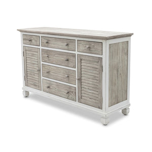 Seawinds Islamorada Clean White & Grey 6-Drawer 2-Door Dresser