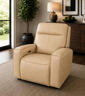 Moto Motion Cadence Triple Power Glider Recliner in Cream Leather