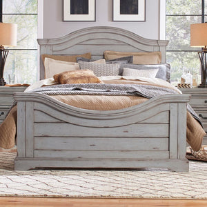 American Woodcrafters Stonebrook King Panel Headboard Light Distressed Antique Gray