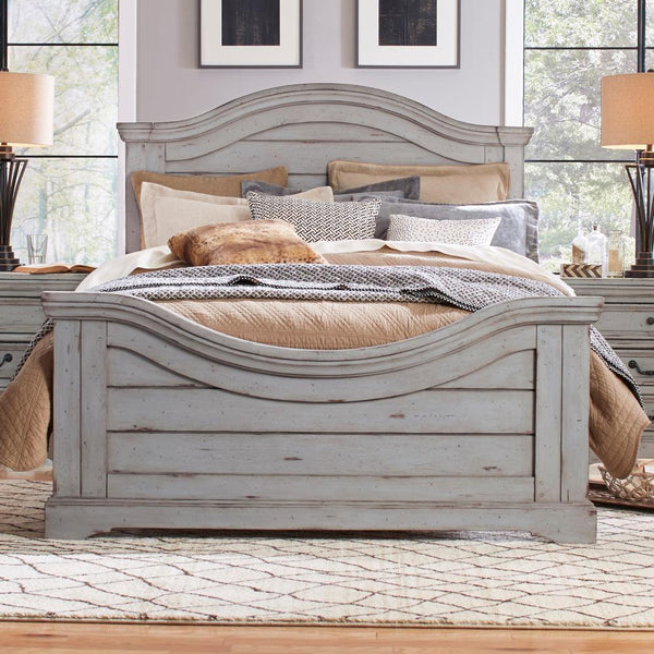 American Woodcrafters Stonebrook King Panel Headboard Light Distressed Antique Gray