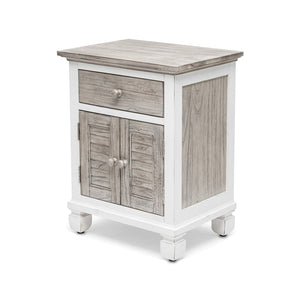 Seawinds Islamorada Clean White & Grey 1-Drawer 2-Door Electrified Coastal Nightstand