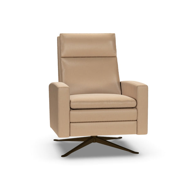 American Leather Simon Re-Invented Swivel Recliner Chair in Bison Champagne