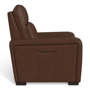 Flexsteel Sense Italian Leather Power Recliner with Power Headrest, Lumbar & Pulse in Espresso