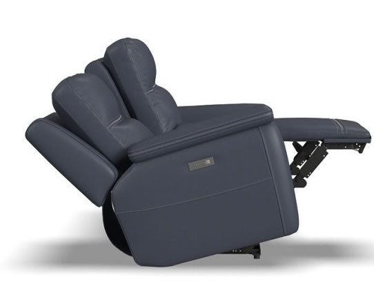 Flexsteel Sawyer Marine Power Reclining Leather Console Loveseat with Power Headrests & Lumbar